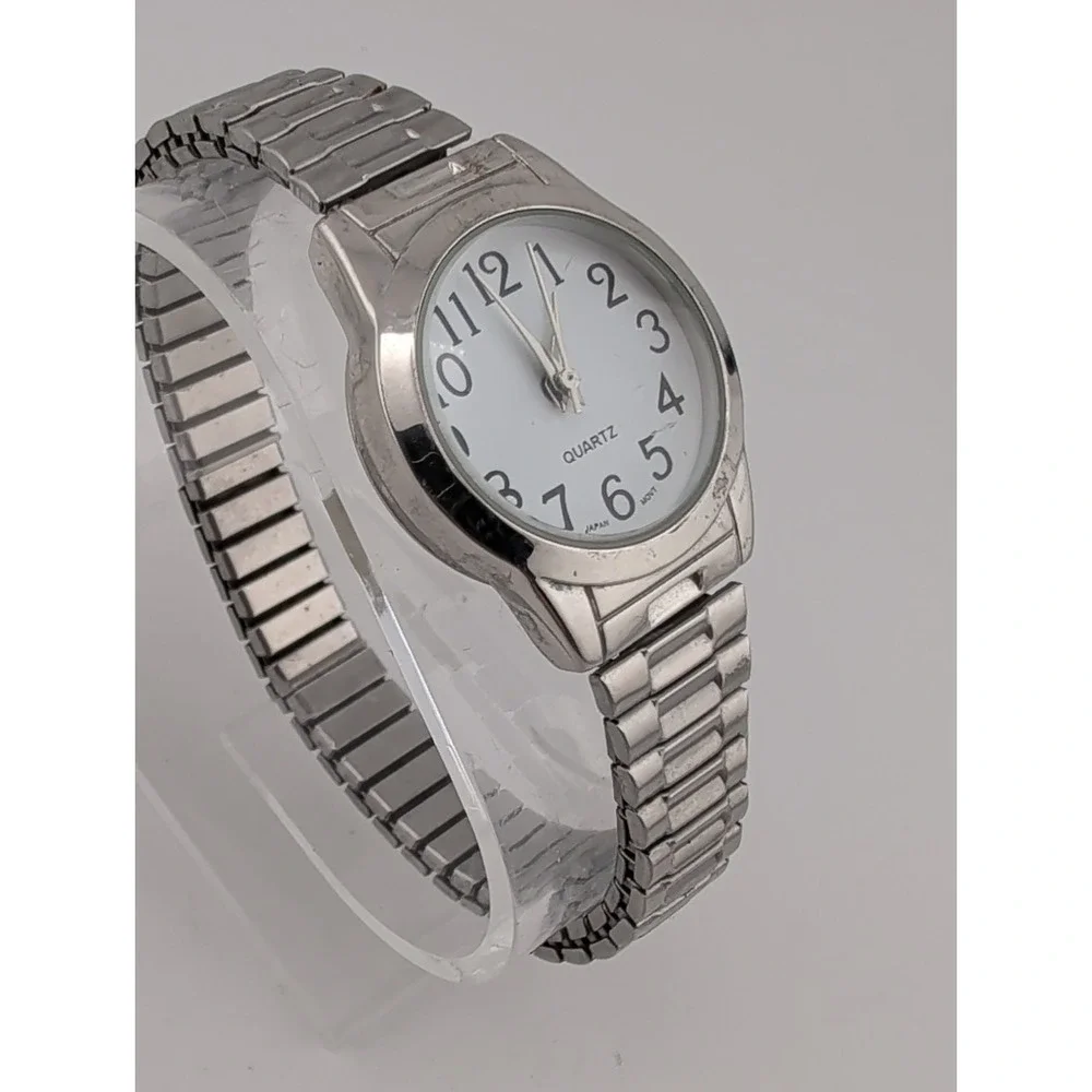 Accutime Women's Watch 28mm Case Silver Stretch Band- New Battery